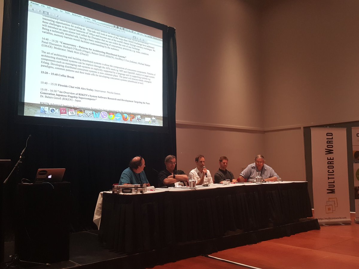 MulticoreWorld's tweet image. #Concurrency - Patterns for architecting #Distributed_Systems Panel discussion #multicoreworld