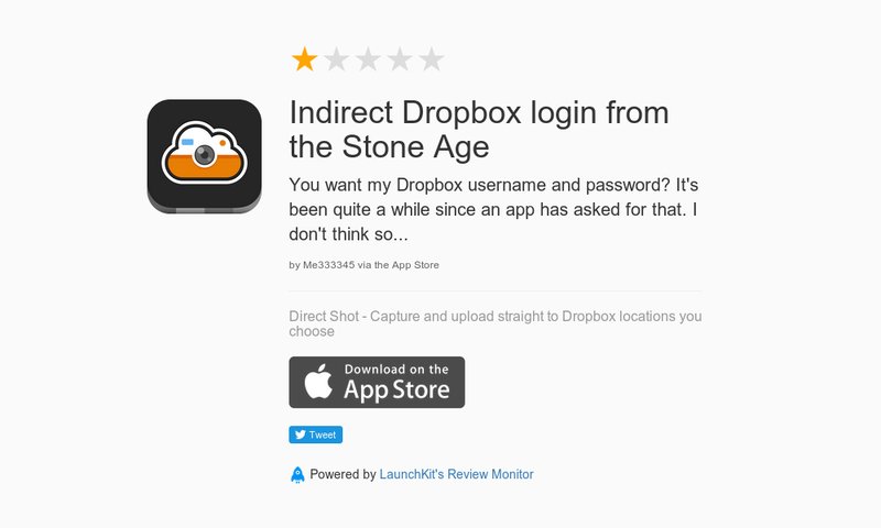 DirectShotApp's tweet photo. A 1-star review because you ask for credentials to use a credentialed service? (sigh) https://t.co/Aey6TODiKW https://t.co/AsI5dDmnpk