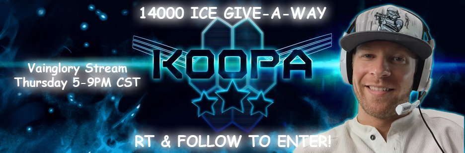 Koopatroopa787's tweet photo. 14,000 ICE Give-a-way during our Thursday @vainglorygame stream 5-9PM CST! RT and Follow to enter! https://t.co/PCam2vXSSv