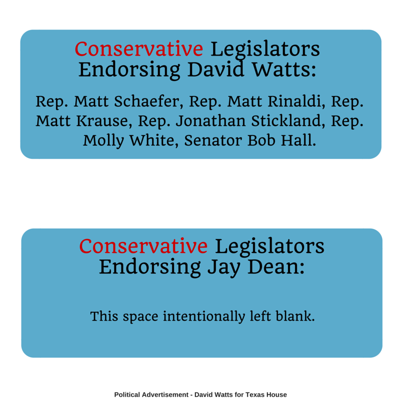 WattsforTexas's tweet photo. Conservative Legislators support David Watts for #txlege #hd7 https://t.co/EYxVCDfi4i