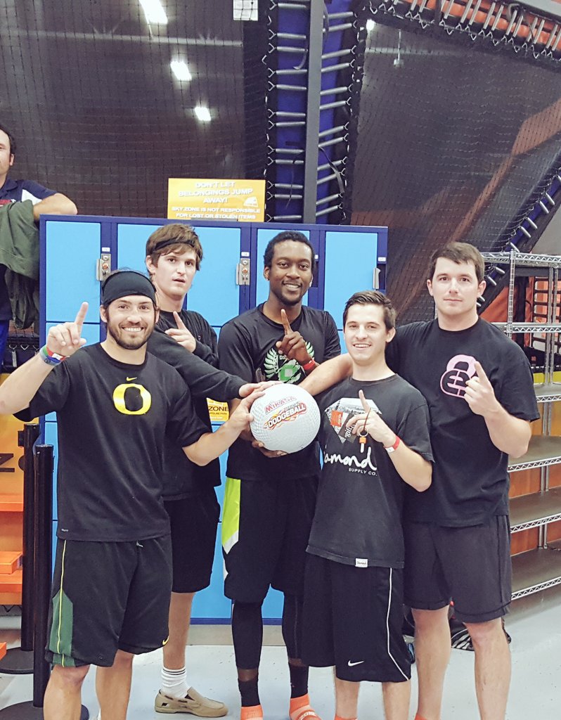 HawkMoney1's tweet photo. When you win the dodgeball tournament. #champs #AllBlackErrthang @skyzone https://t.co/eJX5xZeEZg