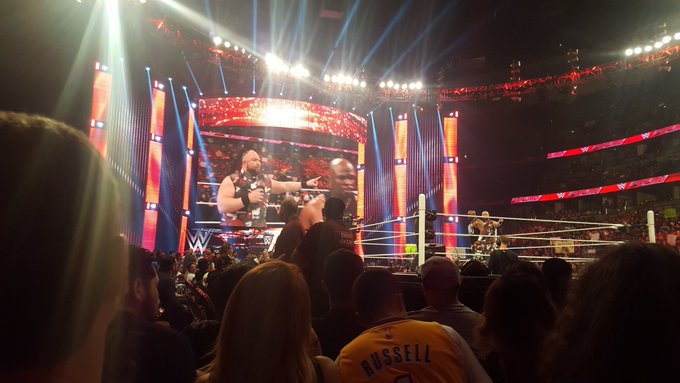 At the WWE match .... sitting on the floor. You know I stay in front and VIP everything. #WWE #RAW https://t