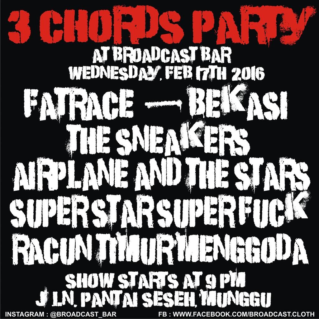 Sampai ketemu besok gank di @broadcast bar...
3 chords party.... \m/