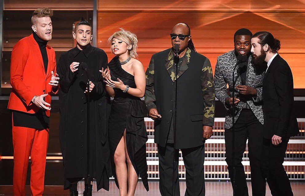 PTXofficial's tweet image. What a dream it was to share the stage with Stevie Wonder tributing @EarthWindFire's Maurice White. #GRAMMYs
