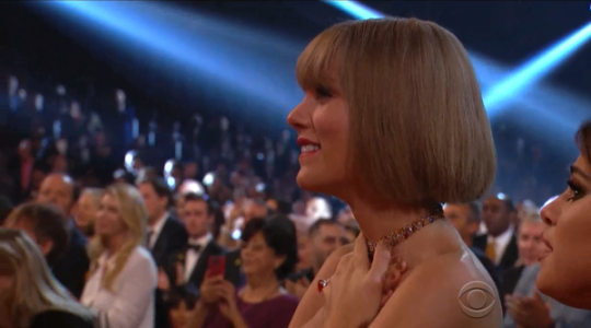 ThePerezHilton's tweet photo. This is how I feel about @taylorswift13 winning the well-deserved album of the year award at the #Grammys!!!!!! https://t.co/YtDwxgCPRc