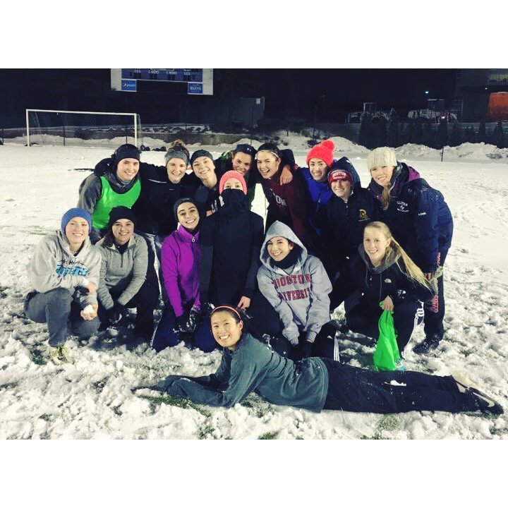 The snow isn't stopping us - Home opener next Sunday, 4:30pm @ Nickerson field!! #soccer #grind #squadgoals #snow
