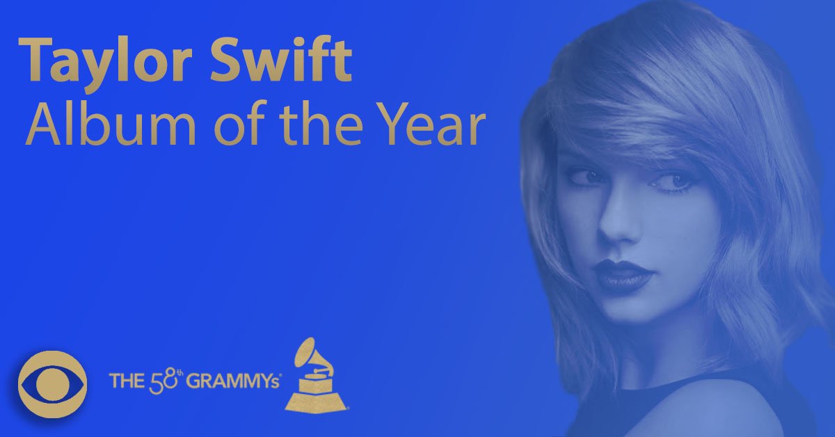 CBSMornings's tweet photo. JUST IN: @taylorswift13 takes home #Grammy for Album of the Year! #GRAMMYs https://t.co/kObhAabnXC