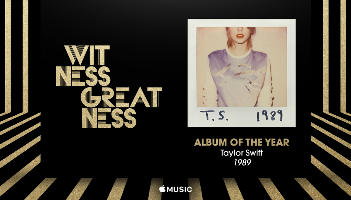 AppleMusic's tweet image. Album of the Year goes to #1989!
Congrats @taylorswift13! 👑 
#GRAMMYs