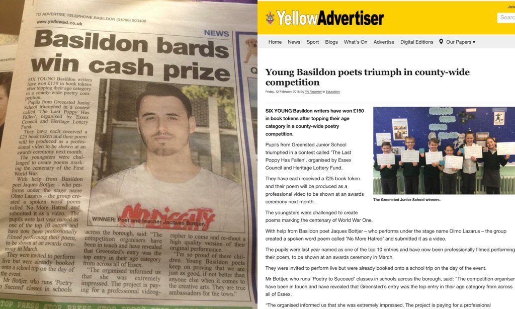 Poetrytosucceed's tweet photo. The children of @GreenstedJun are in the papers for their work with @LastPoppyEssex 
#spokenword #basildon #poetry https://t.co/FOWc1GSG8M
