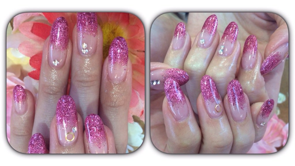 Niina ジェルネイル ラメグラ ピンク ストーン シンプル T Co Tqb0m4s9 Twitter