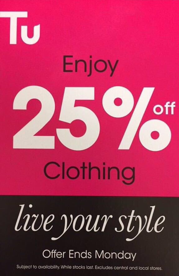 DanielPitchard's tweet photo. 25% off our clothing in #Sainsburys Strand Road also order online &amp; Collect in store. @SharonHarte36 @Laurs1987 https://t.co/jUBXdgEavW
