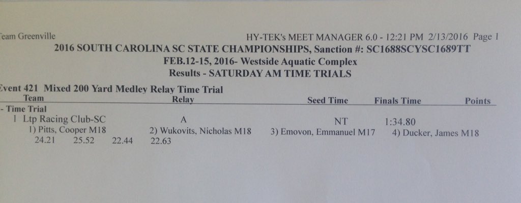 LTPSwimming's tweet photo. New South Carolina State Record @swimswamnews https://t.co/gUvn1ACGBo