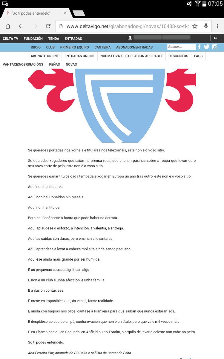 SilviaBP10's tweet photo. Tremendo o @rccelta_oficial publicando isto na súa web. Só ti podes entendelo. #SacadaDeChorra #AFOUTEZAeCORAZÓN https://t.co/2aiFtAI3Eo