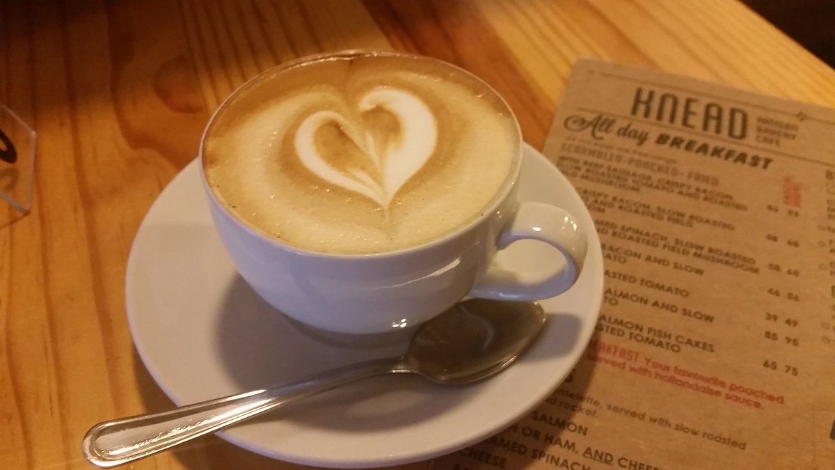 <a href="/KneadBakery/">Knead Bakery & Cafe</a> mmm love in a cup! Good start to Tuesday! Thank you. #coffee #wedocoffee #kneadbakery