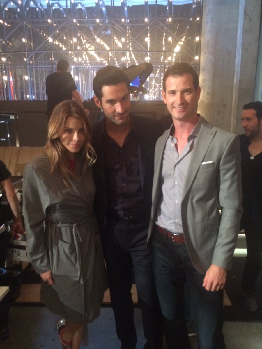 GuyChristie's tweet photo. Had a blast on set of tonights episode of #Lucifer with these fine actors @LaurenGerman @tomellis17 @LuciferonFOX https://t.co/llt40olc88