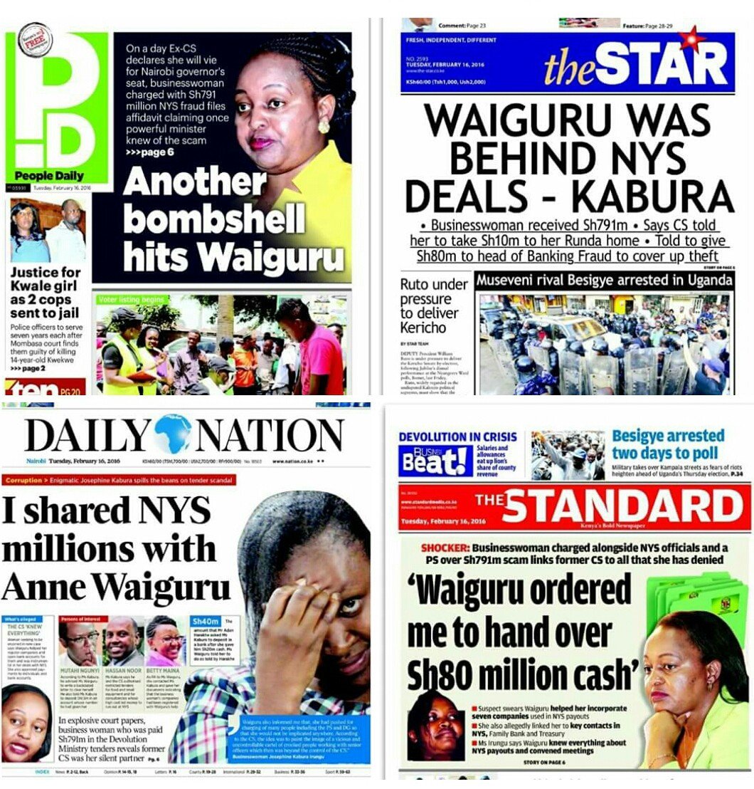 Bob Koigi Twitter: "Devastating news headlines in #Kenya newspapers today. #WaiguruDeals https://t.co/huB0vL9cFM" / Twitter
