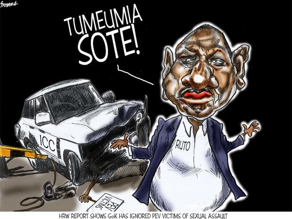 TheStarKenya's tweet photo. Editorial Cartoon by @gathara #TumeumiaSote #Rule68 #PEVvictims #WomensRights https://t.co/priRM2oeNP