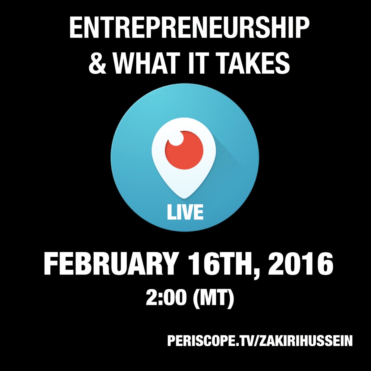 Join #Canadian multi award winning #entrepreneur on #periscope! @ZakirIHussein