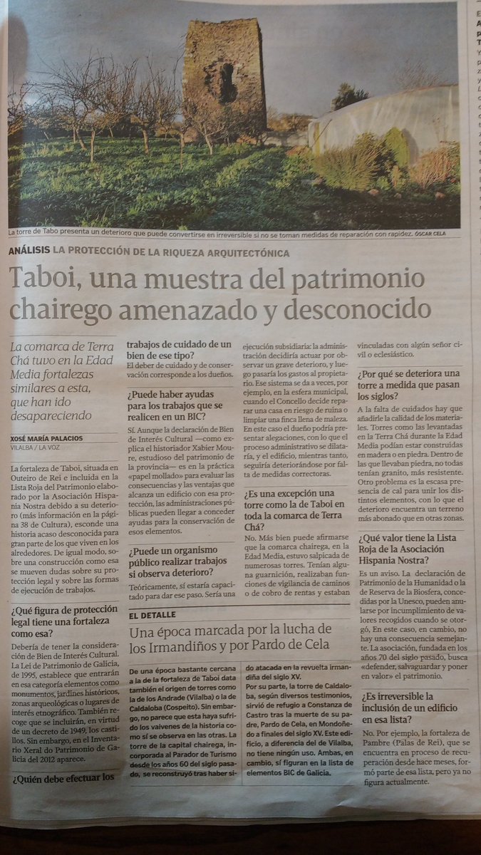 veredes's tweet photo. Hoy en la @lavozdegalicia #fotaleza de #Taboi Gran labor de @HispaniaNostra  #patrimonio #arquitectura https://t.co/jcziNyTcQG