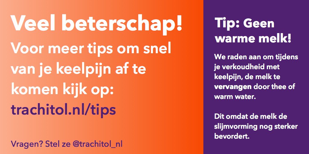 #Beterschap <a href="/haitskevdlinde/">Haitske van de Linde</a>! Tips om snel van je keelpijn af te komen: trachitol.nl/tips