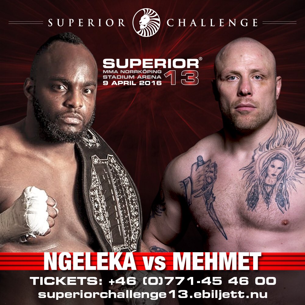 SuperiorC's tweet photo. #LucNgeleka vs #MiikaMehmet #heavyweight #bout #SuperiorChallenge13 #Norrköping #MMA #StadiumArena https://t.co/HtNFgajseH