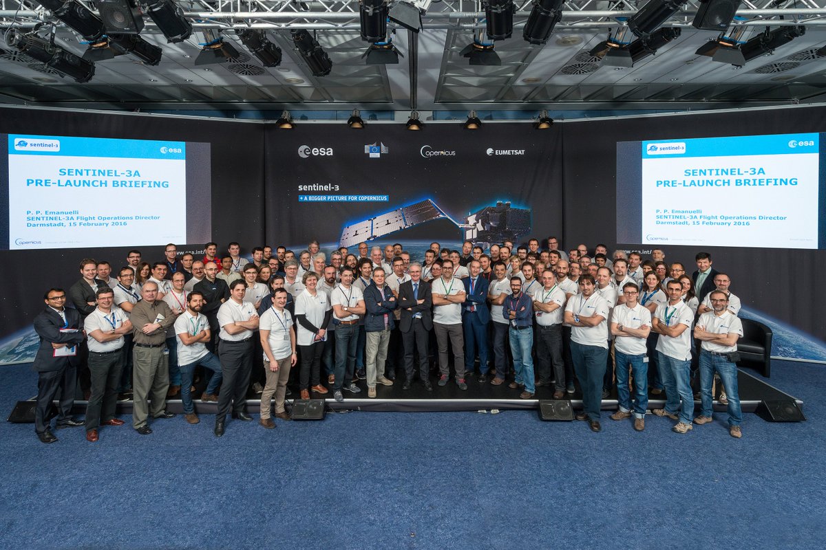 ESA_EO's tweet photo. @esaoperations team at #ESOC ready for #sentinel3 launch - liftoff today at 18:57 watch live https://t.co/qkTsCXugAf https://t.co/q21ppdffQP