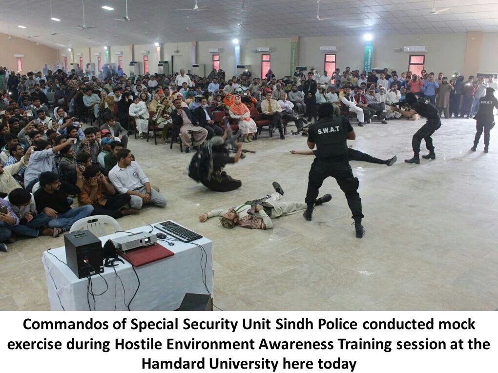 SardarNadeemKh's tweet image. #SpecialSecurityUnit Organisation Hostile Environment Awareness Training Program at #HamdardUniversity