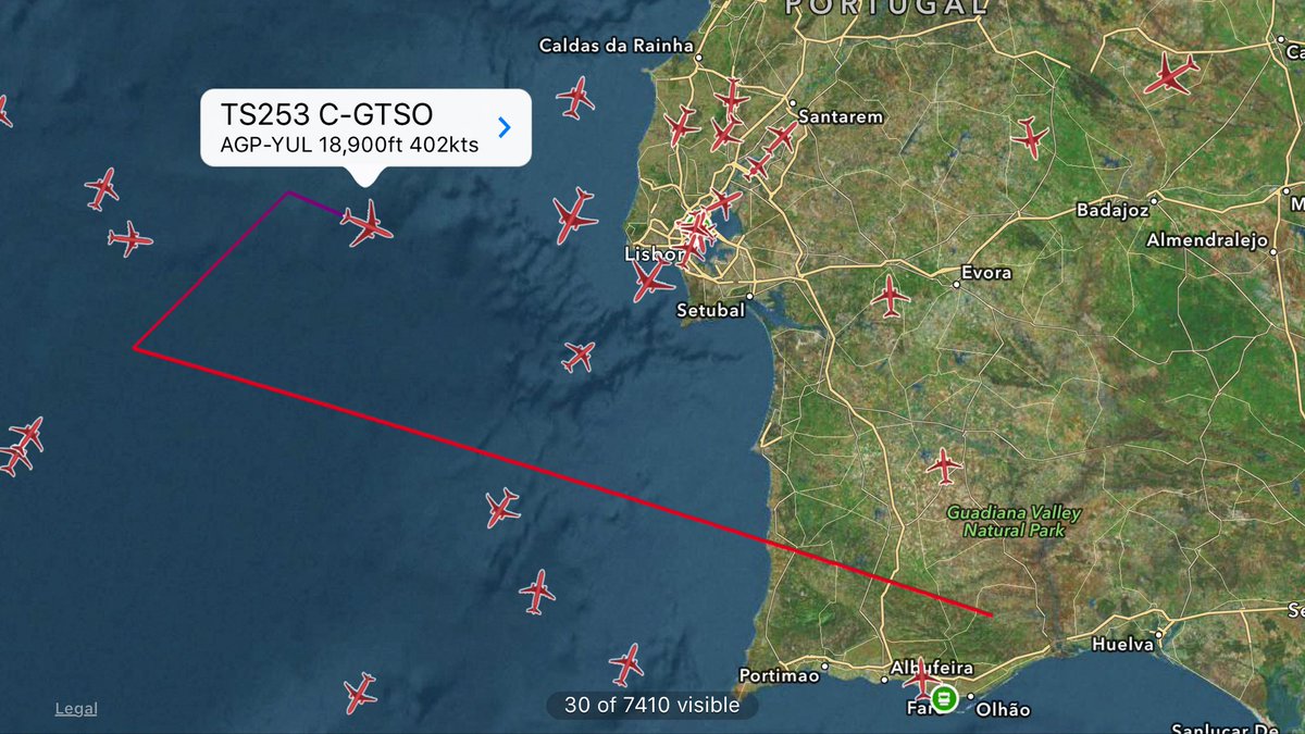 airlivenet's tweet photo. LIVE: Air Transat #TS253 to Montreal from Malaga is diverting to Lisbon https://t.co/3wuHpbbFUA - @NikPhillips666