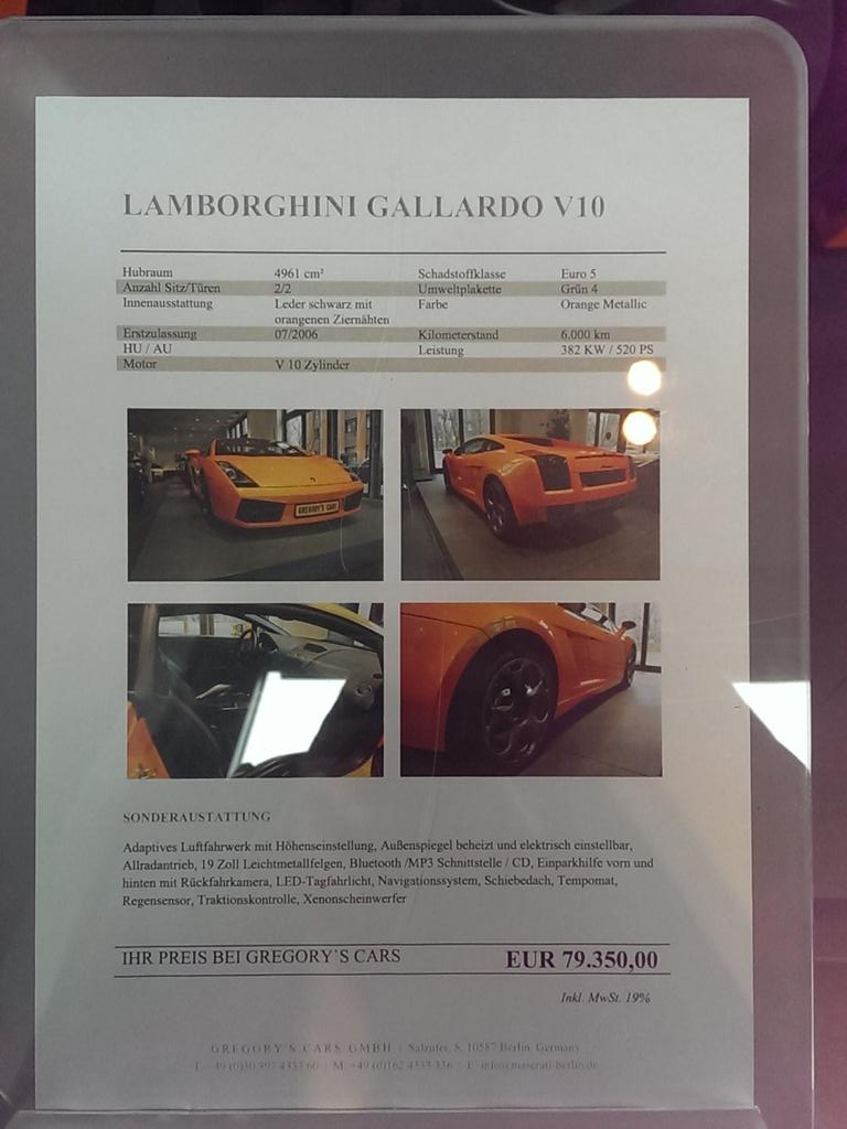 Lamborghini Callardo V10 available at Gregory's Car Collection Berlin