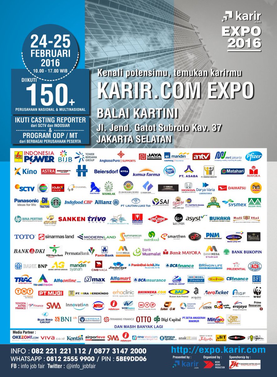 karirdotcom's tweet photo. Halo career seeker Jakarta! Jangan lewatkan #KarirExpoJakarta di Balai Kartini Jakarta. Cek https://t.co/ONFcCUS2Ib https://t.co/XTOzR86wH9
