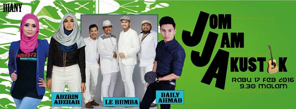 #JomJamAkustik ESOK! Bersama <a href="/DailyAhmad/">daily Ahmad</a> <a href="/Le_Rumba/">Le Rumba</a> &amp; <a href="/Adzrin_Adzhar/">Adzrin Adzhar</a>, 9.30 malam di <a href="/klfm/">klfm</a>