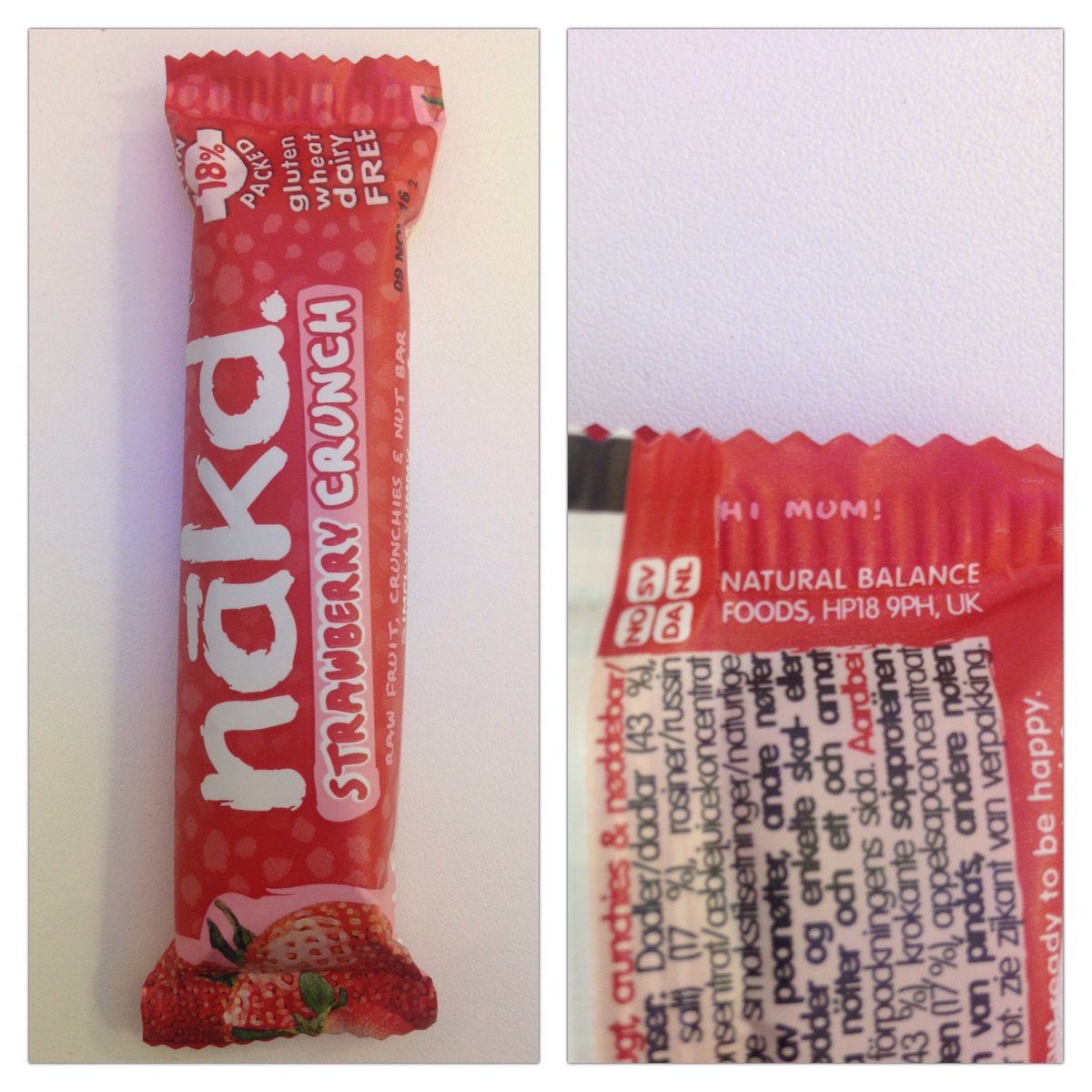charrtaylor's tweet photo. Hey @nakd #wholefoods. I found your little message, who's the Mumma? #eatnakd #strawberrycrunch https://t.co/DCN5rpCQ9g