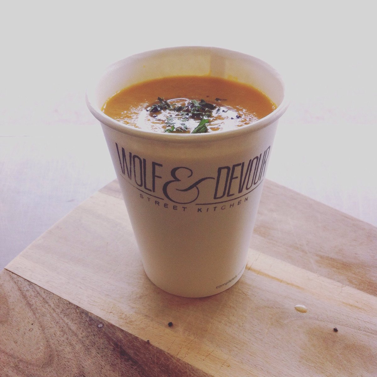 WolfandDevour's tweet photo. Carrot & Coriander to warm your cockles...and hands today #bigfishbelfast #wolfingit #streetfoodni https://t.co/wGIKEliDzt