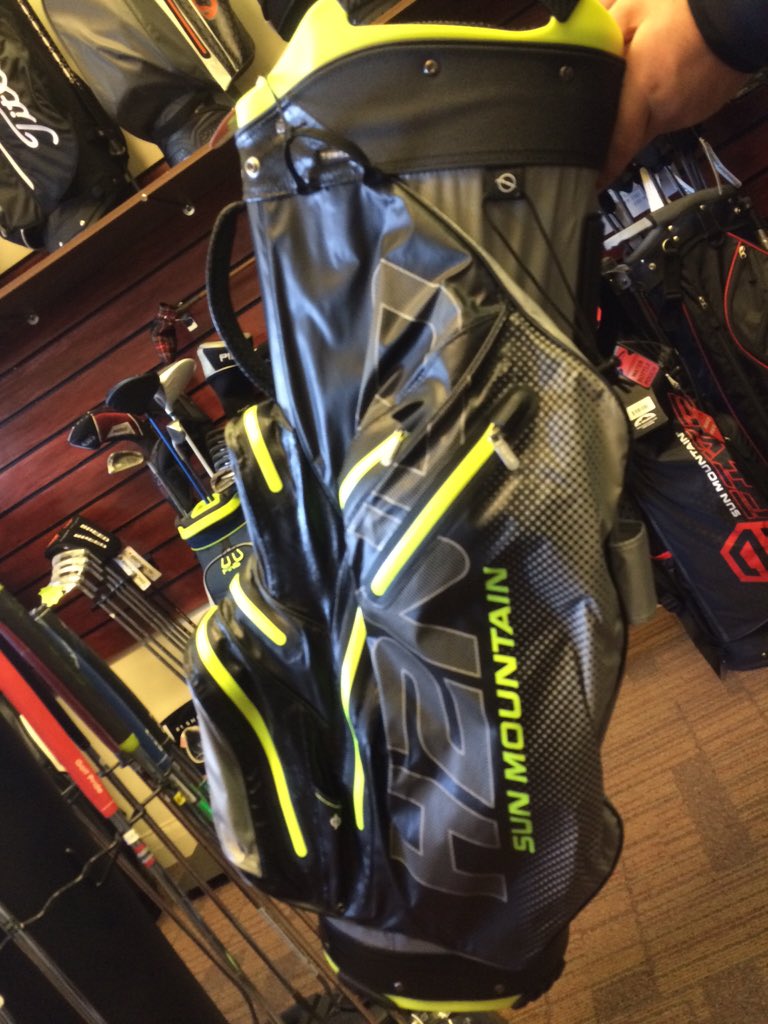 Sun Mountain H2NO fully waterproof top quality kart golf bag. Black, dark silver and Yellow. #sunmountain #golfbag