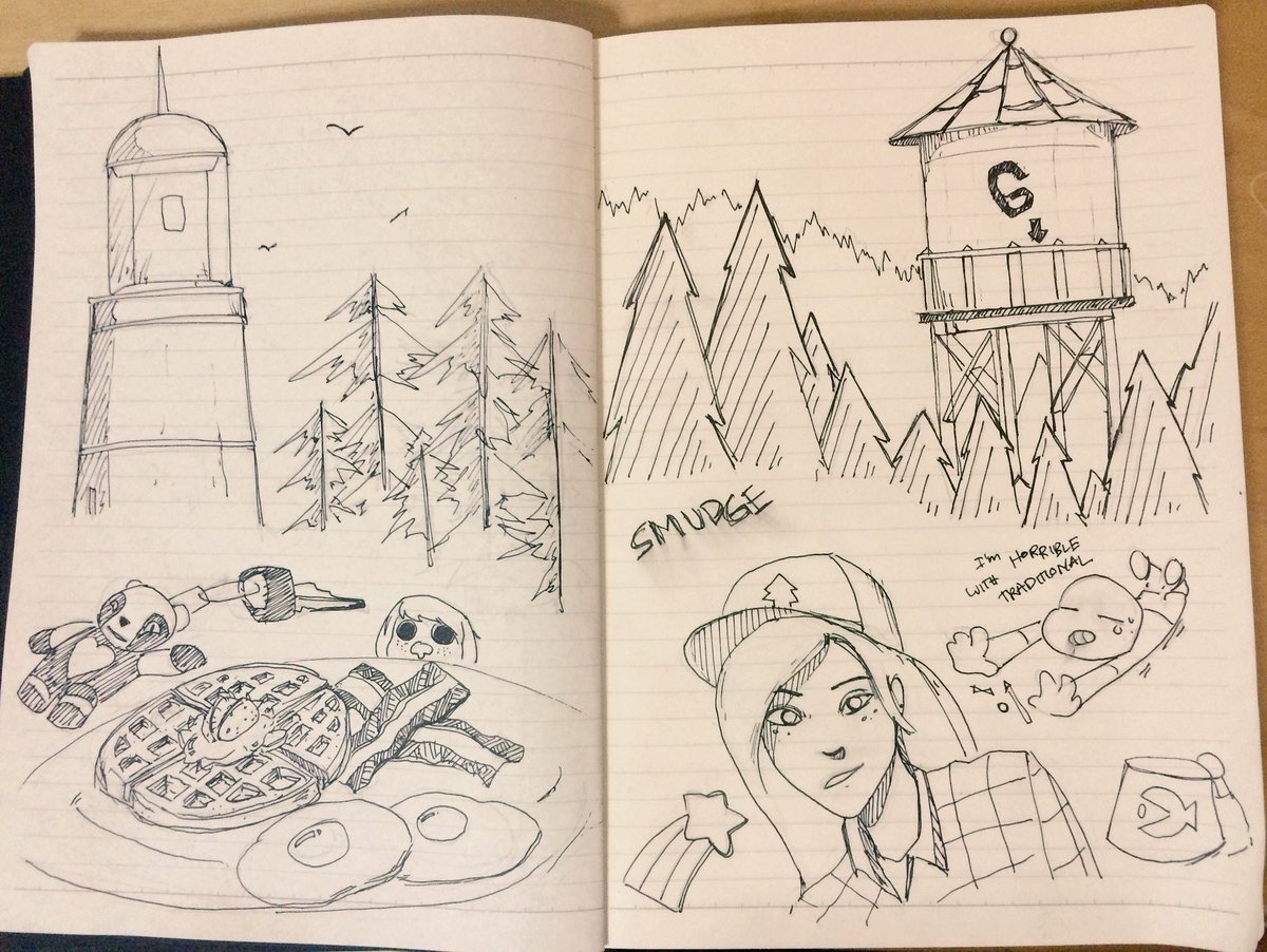 2nd day, just Oregon themed things. Reminded me I'm horrible with traditional stuff. #LifeIsStrange #GravityFalls 