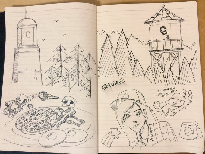 2nd day, just Oregon themed things. Reminded me I'm horrible with traditional stuff. #LifeIsStrange #GravityFalls 