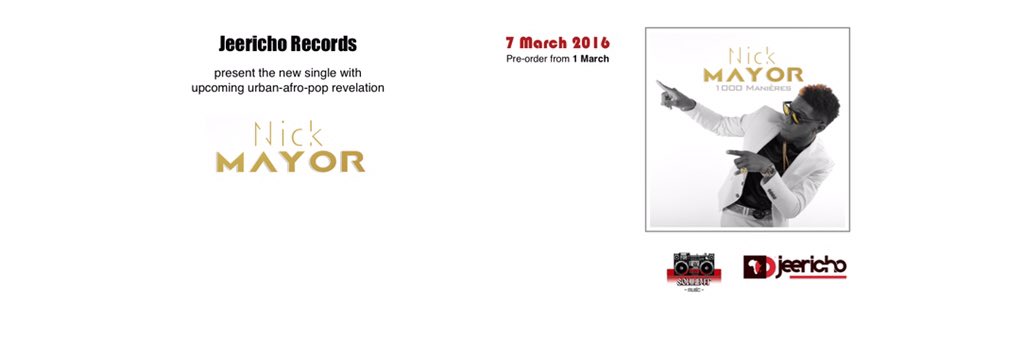 NickmayorMusic's tweet photo. My new single #1000manieres will be available on iTunes on the 7 March 2016.. Video drops tonight #soundit #jeericho https://t.co/VKSDMRV9ud