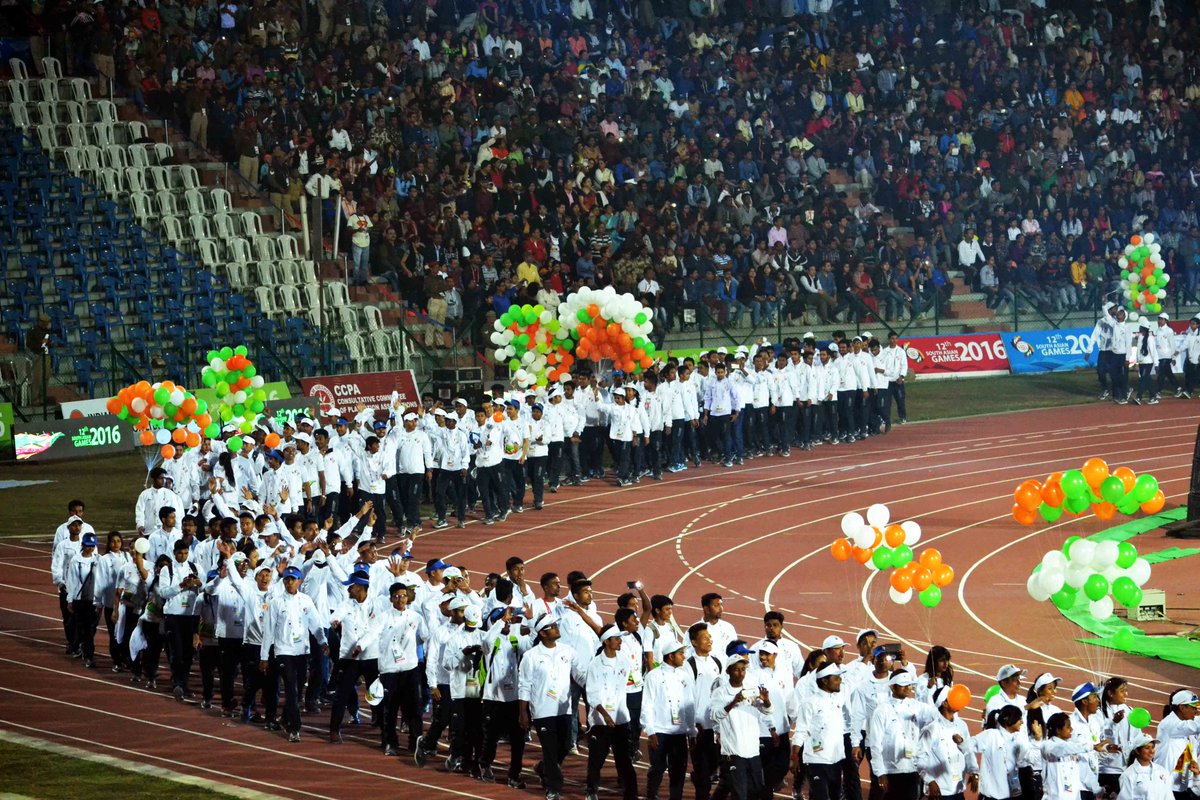 ddsportschannel's tweet photo. Volunteers making South Asian Games a Success. Cheers for them !! https://t.co/k7s2iIw94i