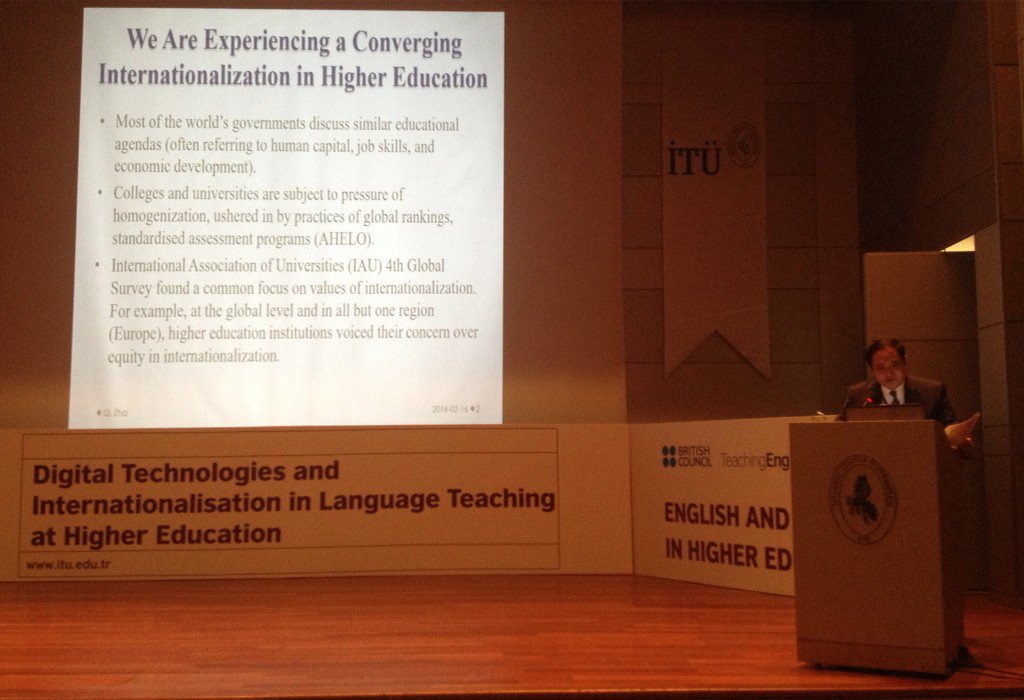 The last presentation is on internationalizing #highereducation by Qiang Zha. #ELT #TEFL