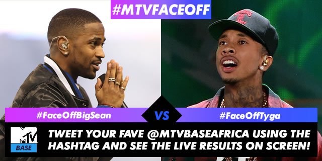 MTVBaseSouth's tweet photo. #MTVFaceOff | Right NOW - Vote for your fave by tweeting #FaceOffBigSean for @BigSean or #FaceOffTyga for @Tyga https://t.co/NPlQBgUNaO