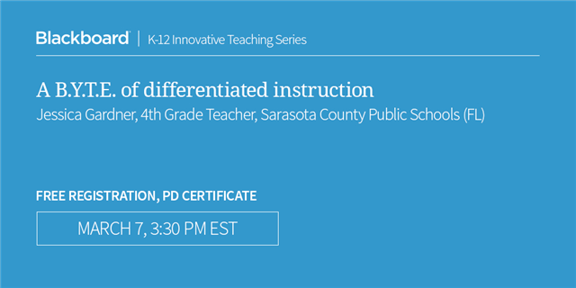 planbethrive's tweet image. Webinar: A B.Y.T.E. of differentiated Instruction bit.ly/1KTQTLG