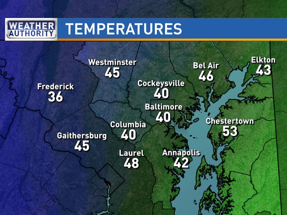 CBSAtlantaWxMan's tweet photo. We're #melting! Temps making monster rise right now. Everyone above freezing, w/ even 50s poking in at Chestertown! https://t.co/rM6qi7h2yB