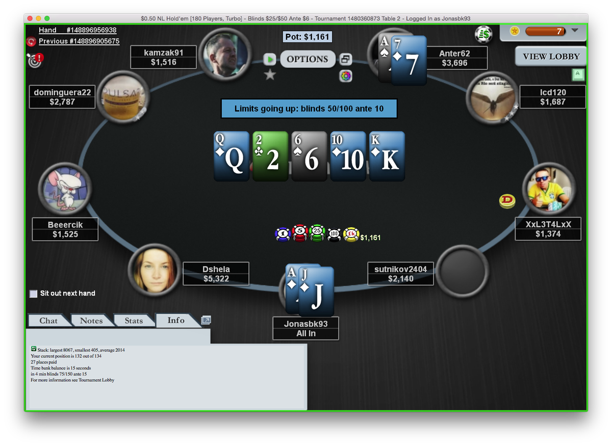 jbalck93's tweet photo. #EPTLive Watching stream and playing 180m turbo and just hit a Royal Flush! :O #FirstTimeEver #PlayOnPokerstars https://t.co/IYwf2do7O7