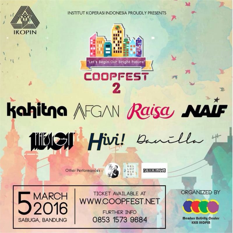 K_RadioStation's tweet photo. Cooperative Festival 2 with recently guests star: 
- KAHITNA
- RAISA
-AFGAN
-NAIF
And many more! https://t.co/54UerWR4i1