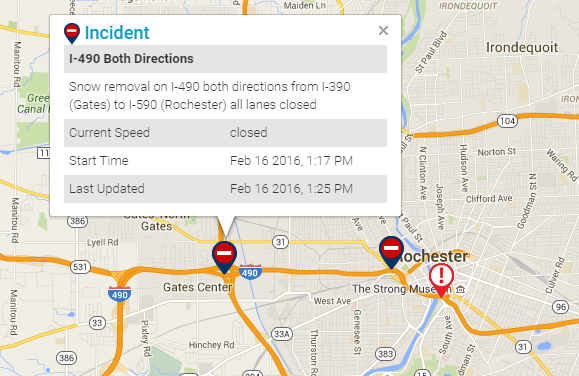 490 is being closed by State Police - check your route before going ...
