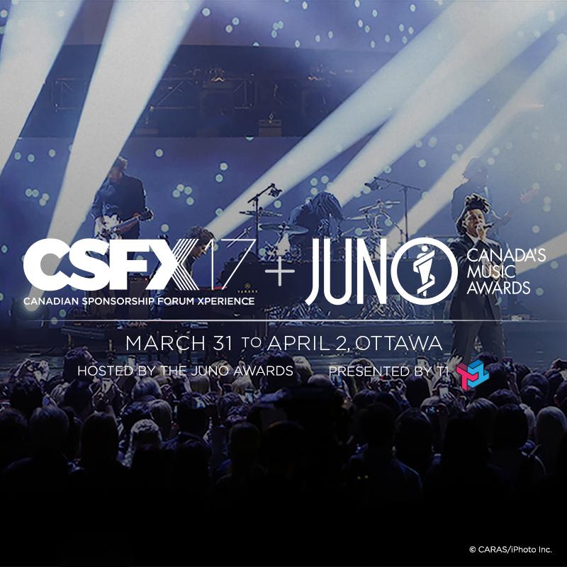 SponsorshipX's tweet photo. Missed the big reveal at #CSFX16? We're partnering w/ @TheJUNOAwards for #CSFX17! https://t.co/2bDDXHpIAO https://t.co/aVMK1RlNBx