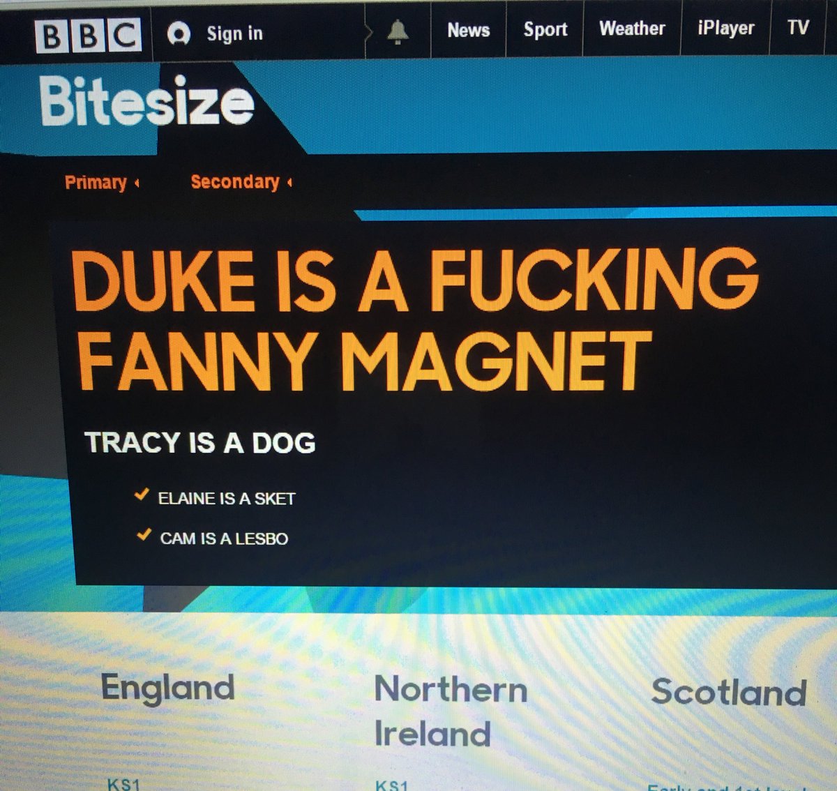 Duke On Twitter Looks Like Someone Has Hacked Bitesize Again Https T Co Rvmiko9k49