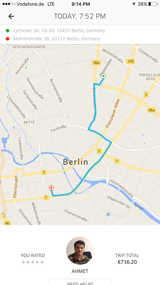 MikeSilvey's tweet photo. #UberHurtMe #Uber #UberSurge Uber charged $800+ for a 5KM 10 Min Journey in a regular Taxi in Berlin, support silent https://t.co/AMoTwVm5AF