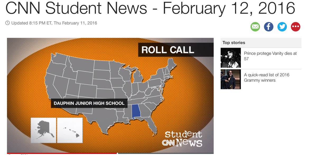 b_e_sanders's tweet photo. Whoo! Way to get a @CNNStudentNews shout out, @AWilliamsDJHS & #WilliamsDJHS for #DJHLearn! #ECSLearn proud! https://t.co/TM14qxshHa