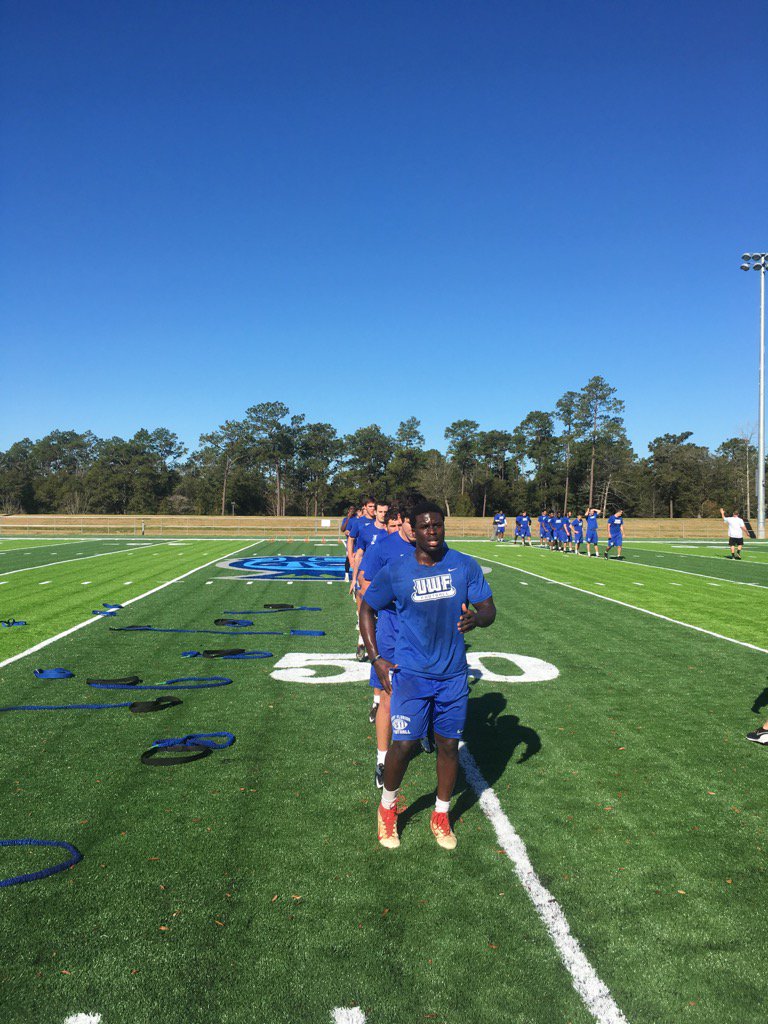 UWFFootball's tweet photo. On the new turf today! Great day in Pensacola. #UWFFootball #GoArgos #UWF https://t.co/ZvrGBazJO1